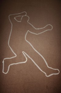 police chalk crime scene dead body